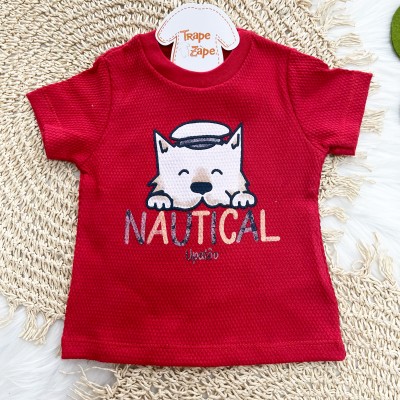Conj Nautical Cãozinho Vermelho e Caqui